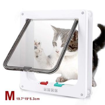 Auto-Lock Pet Screen Door with 4-Way Locking System for Cats and Small Dogs - M - White