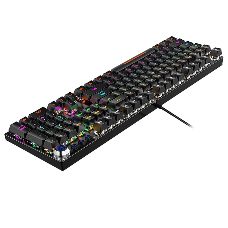 Backlit Mechanical Keyboard With Volume Knob V6