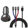 Baseus Digital Display USB Car Charger & 3-in-1 Cable TZCCBX-0G - Black