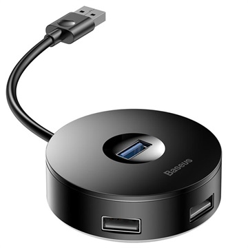 Baseus Round Box 4-port USB 3.0 Hub with MicroUSB Power Supply - Black