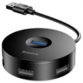 Baseus Round Box 4-port USB 3.0 Hub with MicroUSB Power Supply - Black