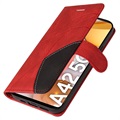 Bi-Color Series Samsung Galaxy A42 5G Wallet Case - Red