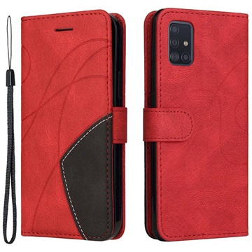 Bi-Color Series Samsung Galaxy A51 Wallet Case - Red