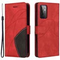 Bi-Color Series Samsung Galaxy A72 5G Wallet Case - Red