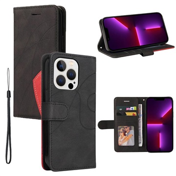 Bi-Color Series iPhone 14 Pro Wallet Case - Black