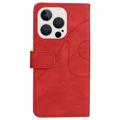 Bi-Color Series iPhone 14 Pro Wallet Case - Red