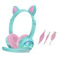 Cat Ears AKZ-020 Over-Ear Wired Headphones for Kids / Gaming Headset with Microphone - Baby Blue