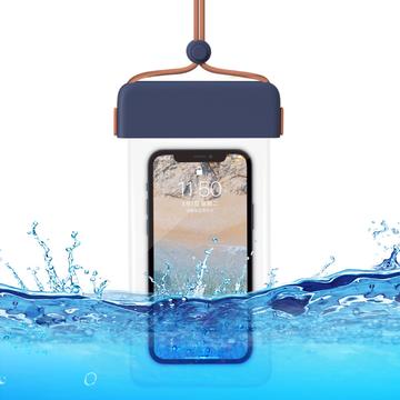 Clear TPU Universal IPX8 Waterproof Case w. Touch Function - 7" - Dark Blue