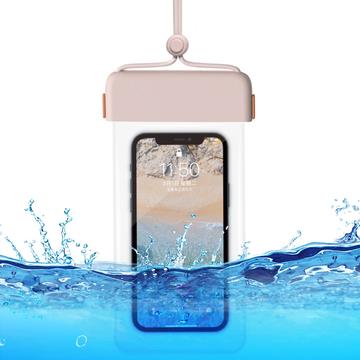 Clear TPU Universal IPX8 Waterproof Case w. Touch Function - 7" - Pink