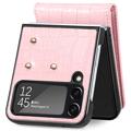 Crocodile Series Samsung Galaxy Z Flip4 5G Wallet Case - Pink