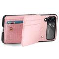 Crocodile Series Samsung Galaxy Z Flip4 5G Wallet Case - Pink