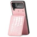 Crocodile Series Samsung Galaxy Z Flip4 5G Wallet Case - Pink