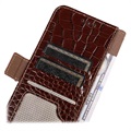 Crocodile Series Samsung Galaxy S21 FE 5G Wallet Leather Case with RFID - Brown