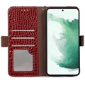 Crocodile Series Samsung Galaxy S21 FE 5G Wallet Leather Case with RFID - Red