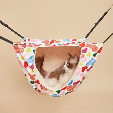 Dual-Layer Hanging Cat Hammock Bed - Hearts