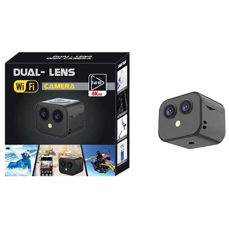 DualLens WiFi Action Camera / Security Camera D3 Black