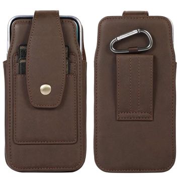 Elegant Universal Belt Clip Case 6.7" - Card Slots, Carabiner - Coffee