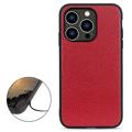 Elegant iPhone 14 Pro Leather Case - Red