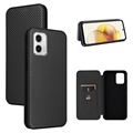 Motorola Moto G73 Flip Case with Card Slot - Carbon Fiber