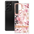 Flower Series Samsung Galaxy S22 Ultra 5G TPU Case - Pink Gardenia