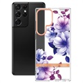 Flower Series Samsung Galaxy S22 Ultra 5G TPU Case - Purple Begonia
