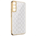 GKK Painted Tempered Glass Samsung Galaxy S22 5G Case - White Grid