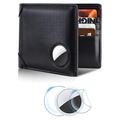 Genuine Leather Men's Wallet with RFID Blocking and AirTag Holder - Black