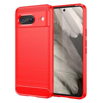 Google Pixel 8 Brushed TPU Case - Carbon Fiber - Red