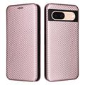 Google Pixel 8a Flip Case - Carbon Fiber - Rose Gold