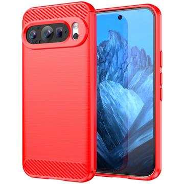 Google Pixel 9/9 Pro Brushed TPU Case - Carbon Fiber - Red