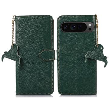 Google Pixel 9 Pro XL Wallet Leather Case with RFID - Green