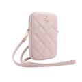 Guess Quilted 4G Metal Logo Phone Bag with Adjustable Strap - Pink