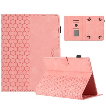 Honeycomb Patterned Universal Tablet Case with Card Slots - 10" - Pink