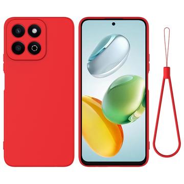 Honor 200 Smart/X7c Liquid Silicone Case with Hand Strap - Red