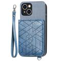 Geometry Series iPhone 14 Plus Case with Wallet - Blue