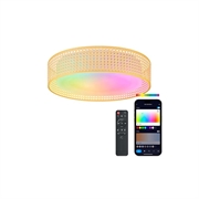 Ksix Bohemia SmartLED Ceiling Light with Rattan Design, Speaker, and RGBIC - 46cm, 4000lm, 35W