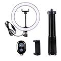 LATZZ 160cm Self Stick Tripod + 26cm Ring Light Built-in Phone Clip + Bluetooth Remote Shutter