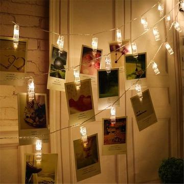 LED Photo String Lights with 20 Clips - 3 Meters - Yellow