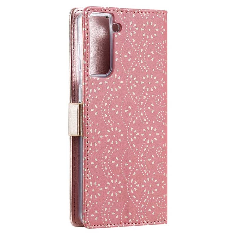 Lace Pattern Samsung Galaxy S21 5G Wallet Case - Pink