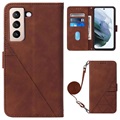 Line Series Samsung Galaxy S22+ 5G Wallet Case - Brown