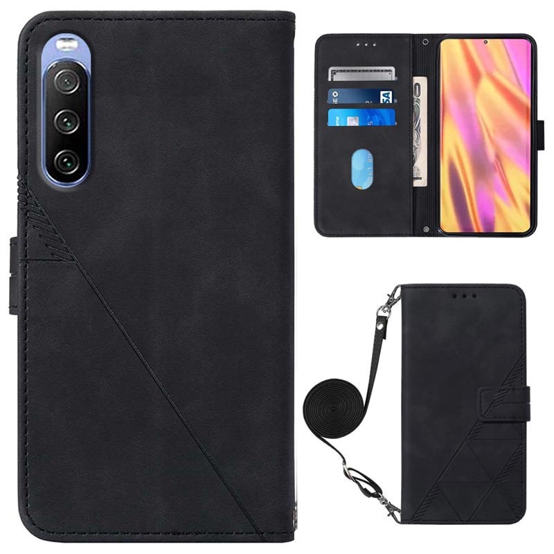 Line Series Sony Xperia 10 III, Xperia 10 III Lite Wallet Case - Black