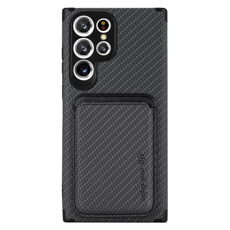 Magnetic Case with Card Holder for Samsung Galaxy S22 Ultra 5G Carbon Fiber Black 5712580094458 18032022 02 p