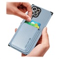 Samsung Galaxy S22 Ultra 5G Magnetic Case with Card Holder - Carbon Fiber - Blue