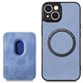 iPhone 14 Magnetic Case with Card Holder - Carbon Fiber