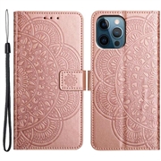 iPhone 16 Pro Max Mandala Series Wallet Case - Rose Gold