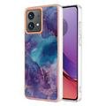 Motorola Moto G84 Marble Pattern Electroplated IMD TPU Case - Purple