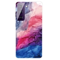 Marble Pattern Electroplated IMD Samsung Galaxy S21 FE 5G TPU Case - Blue / Pink