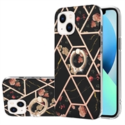 iPhone 15 Marble Pattern IMD TPU Case with Ring Holder