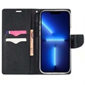 Mercury Goospery Fancy Diary iPhone 14 Pro Max Wallet Case - Black