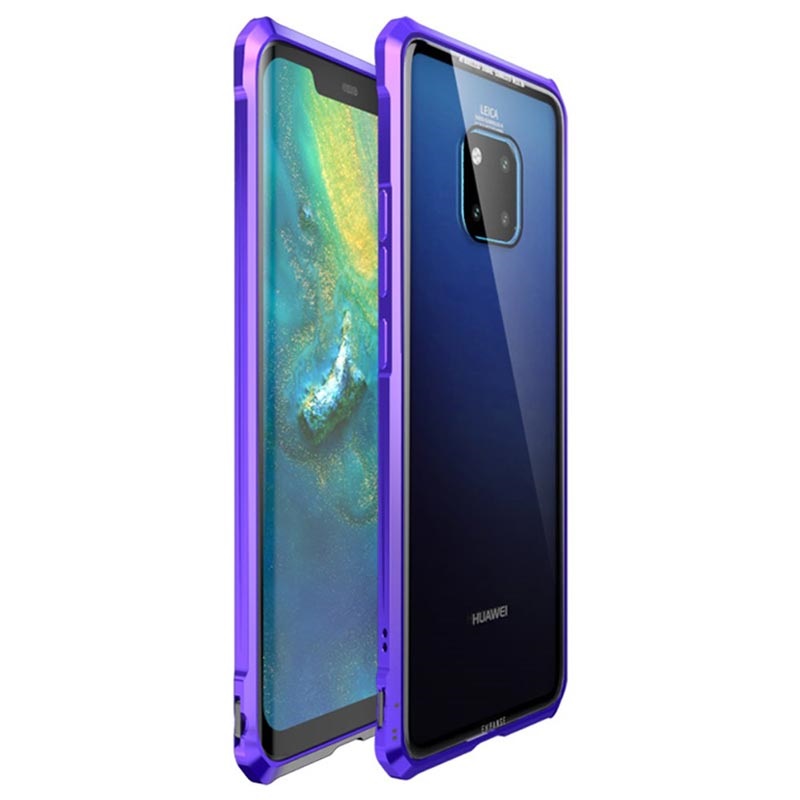 Huawei Mate 20 Pro Metallic Bumper w/ Tempered Glass Back